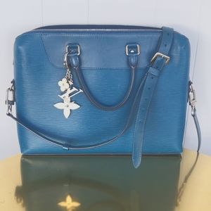 Louis Vuitton briefcase in blue epi leather